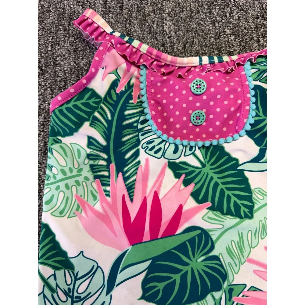 Matilda Jane Swimsuit Girls 6 Multi Tropical Floral Ruffle One Piece Swimwear